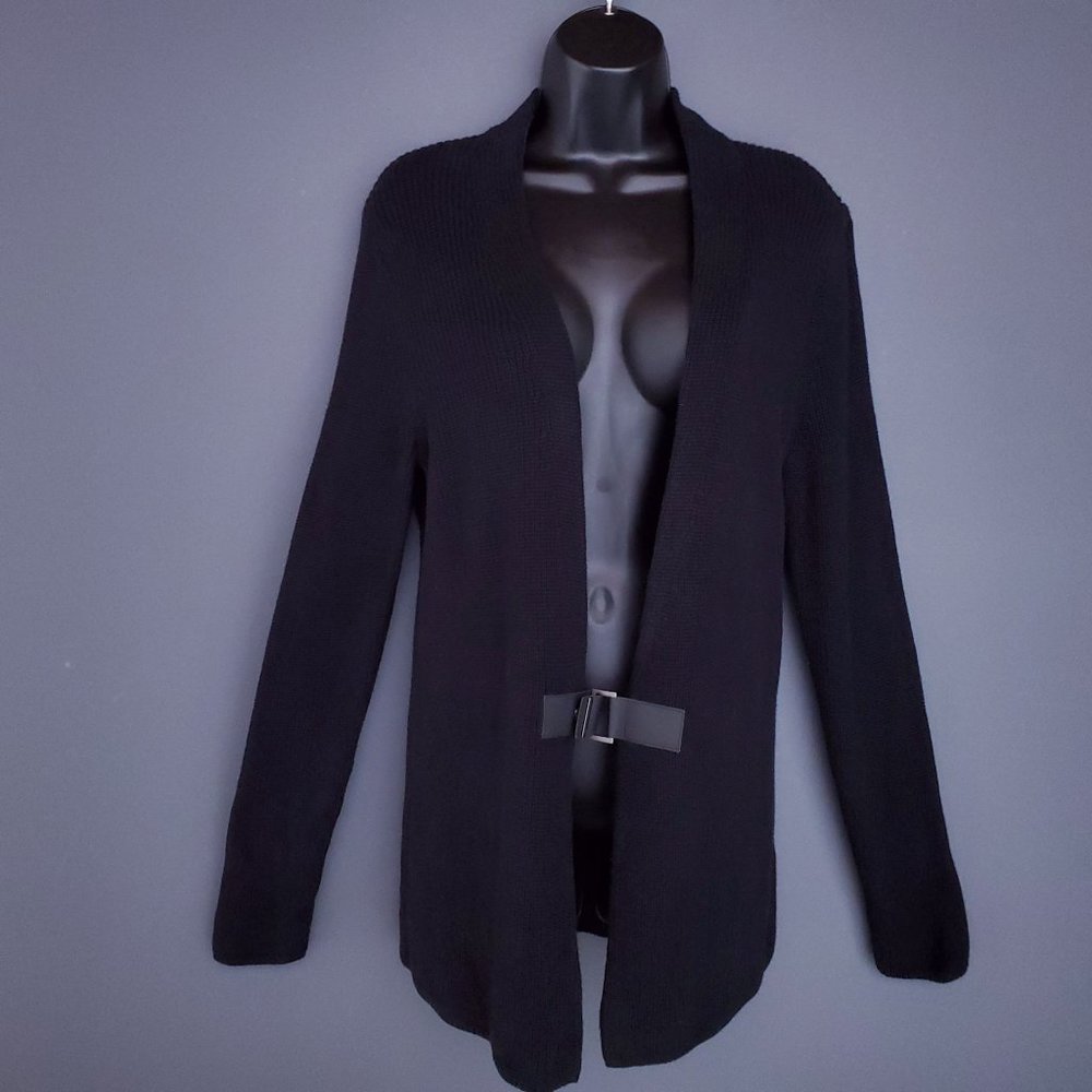 BANANA REPUBLIC Long Cardigan Buckle Closure Business casual Black Size Small
